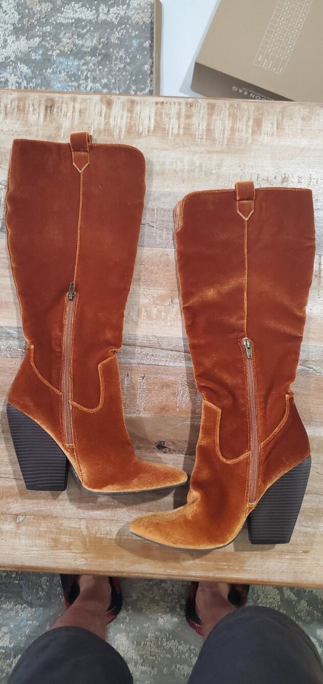 London Rag Brown Velvet Heeled Tall Boots Women's Size 10